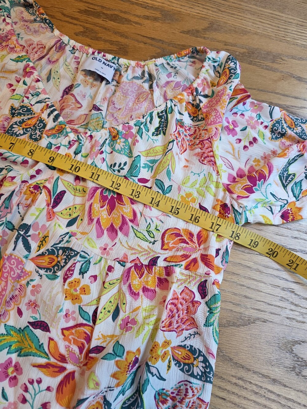 Old Navy Floral V-Neck Peasant Blouse Long Sleeve Boho Top Womens Size M - Picture 8 of 13